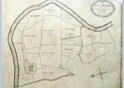 1718 Goodrich manorial map showing the castle and Flanesford priory