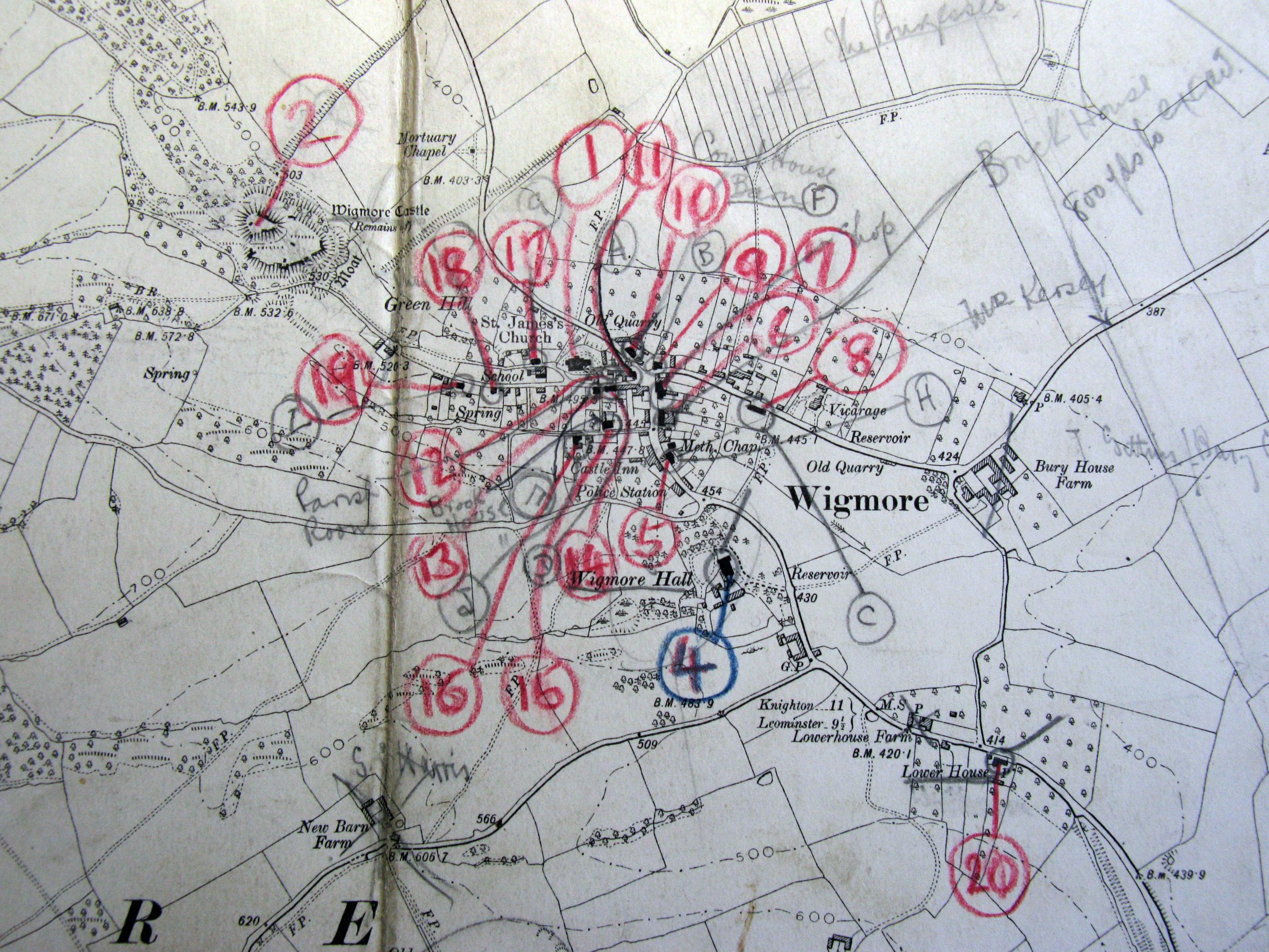 Wigmore The Woolhope Club   Rchme Herefordshire Wigmore Surveyors Notebook Map Village Centre 